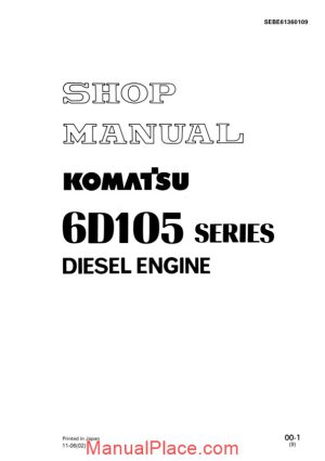 komatsu 6d105 series diesel engine shop manual page 1