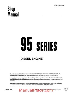 komatsu 95 series diesel engine shop manual page 1