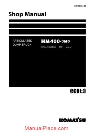 komatsu articulated dump truck hm400 3mo shop manual page 1