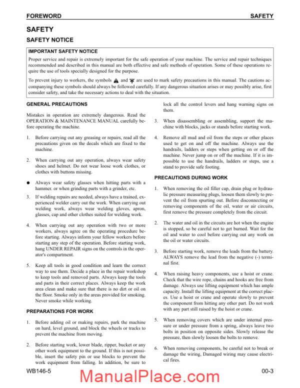 komatsu backhoe loader wb146 5 shop manual page 3