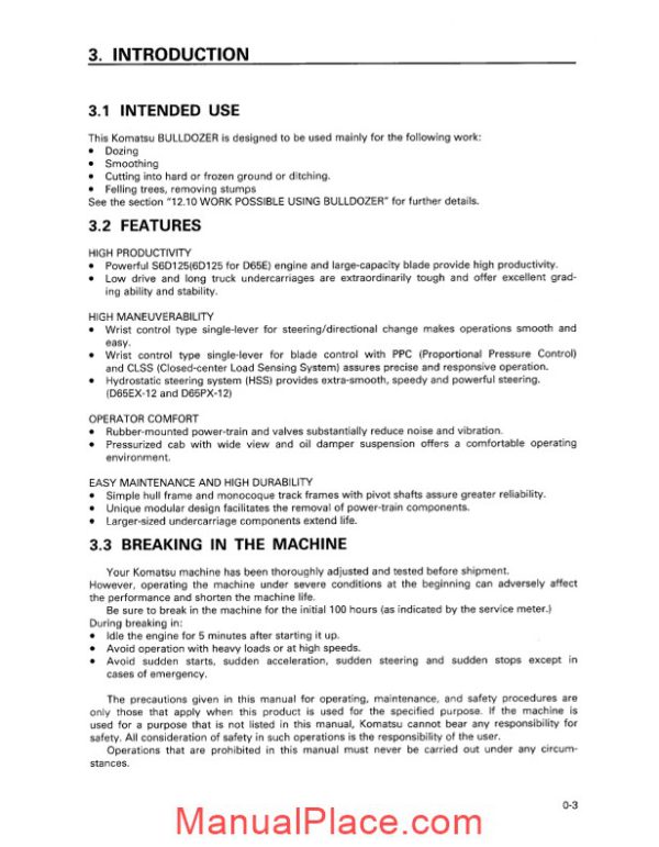 komatsu bulldozer d65 e p ex px 12 operation maintenance manual page 4