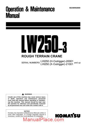 komatsu crane lw250 3 operation and maintenance manual seam002800 page 1