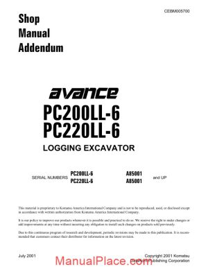 komatsu crawler excavator pc200 6ll shop manual page 1