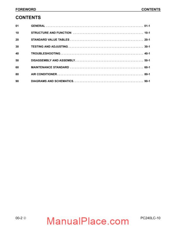 komatsu crawler excavator pc240lc 10 a20001 shop manual page 2