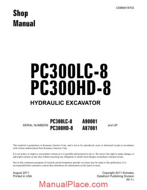 komatsu crawler excavator pc300hd 8 shop manual page 1