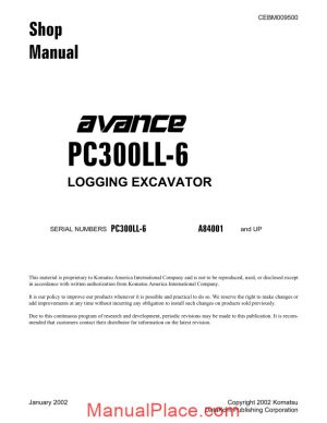 komatsu crawler excavator pc300ll 6 shop manual page 1