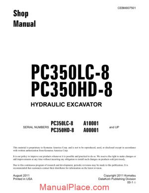 komatsu crawler excavator pc350hd 8 shop manual page 1