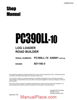 komatsu crawler excavator pc390ll 10 shop manual page 1