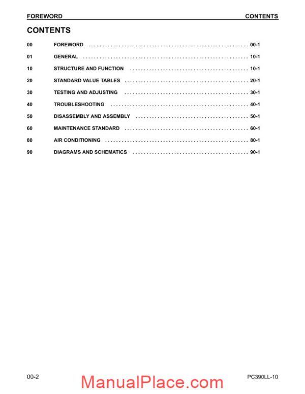 komatsu crawler excavator pc390ll 10 shop manual page 2