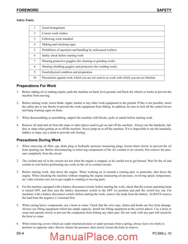 komatsu crawler excavator pc390ll 10 shop manual page 4