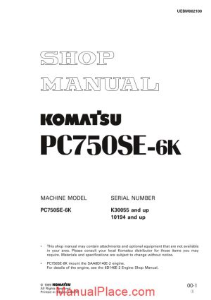 komatsu crawler excavator pc750se 6k shop manual page 1