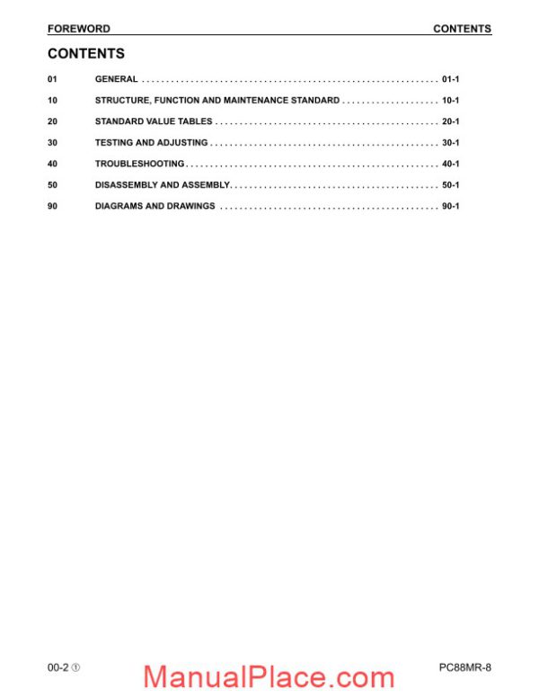 komatsu crawler excavator pc88mr 8 a90001 and shop manual page 2