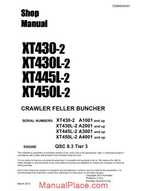 komatsu crawler feller buncher xt430 2 shop manual page 1