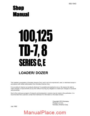 komatsu crawler loader 100 125 td 7 8 series c e shop manual page 1