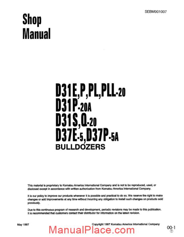 komatsu crawler loader d21q 7 shop manual page 1