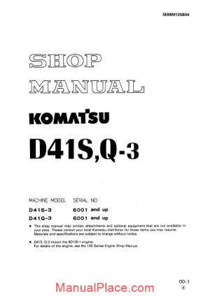 komatsu crawler loader d41s 3 shop manual page 1