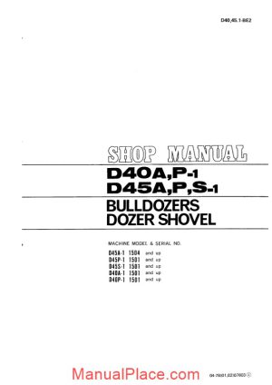 komatsu crawler loader d45s 1 shop manual page 1