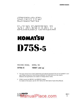 komatsu crawler loader d75s 5 shop manual page 1