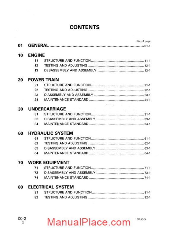 komatsu crawler loader d75s 5 shop manual page 2