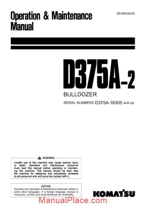 komatsu d375a 2 operation maintenance manual page 1