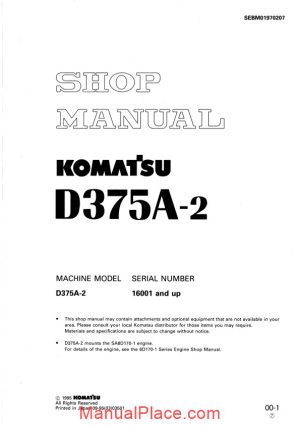 komatsu d375a 2 shop manual page 1