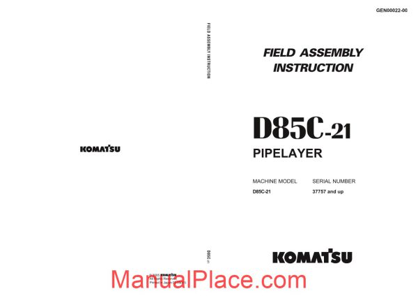 komatsu d85c 21 field assembly instruction gen00022 00 page 1