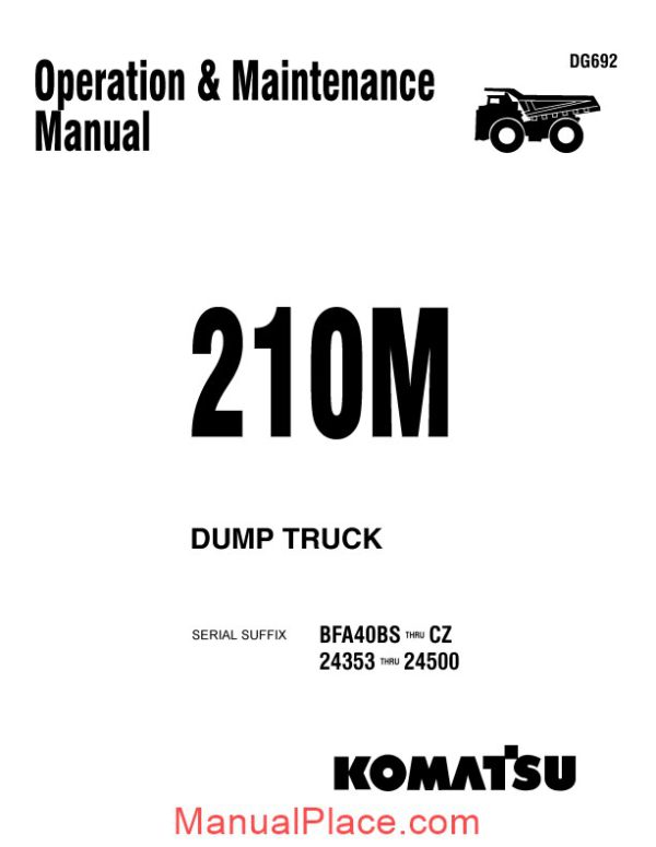 komatsu dump truck 210m dg692 operation maintenance manual page 1