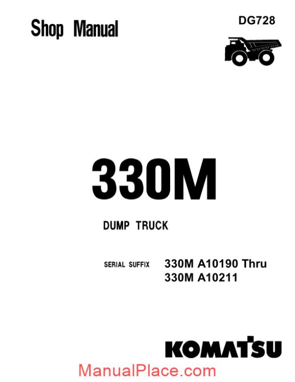 komatsu dump truck 330m shop manual dg728 page 1