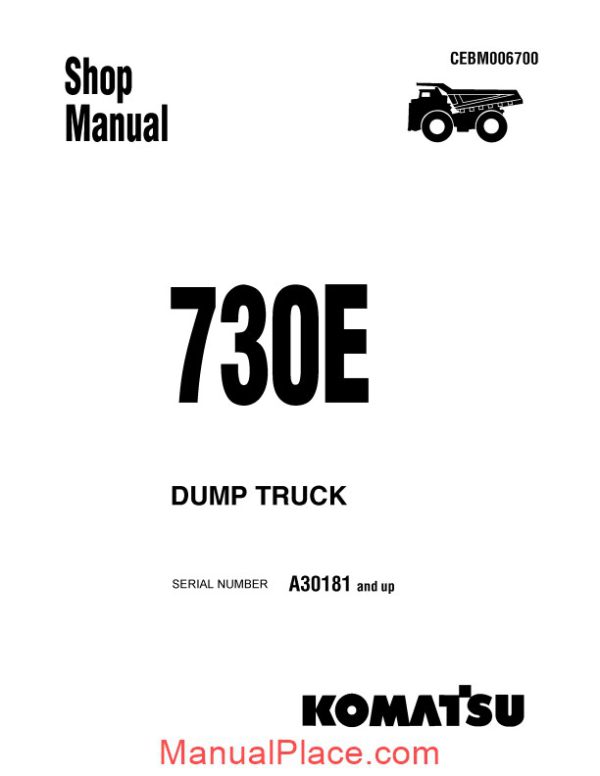 komatsu dump truck 730e a30181 up shop manual page 1