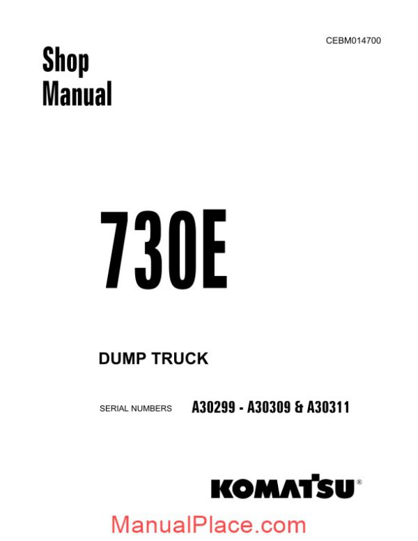 komatsu dump truck 730e shop manual cebm014700 page 1