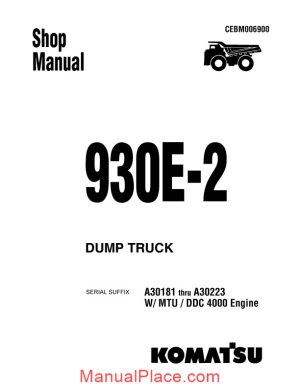 komatsu dump truck 930e 2 a30181 a30223 shop manual page 1