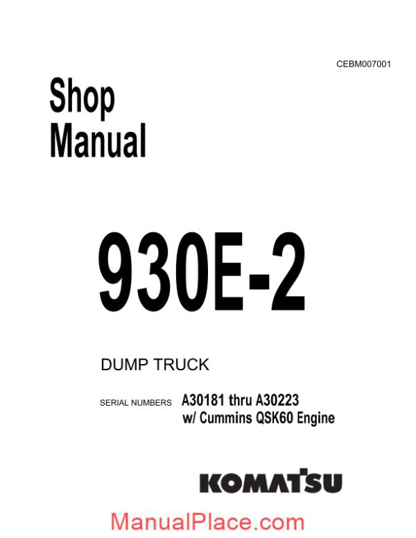 komatsu dump truck 930e 2 shop manual cebm007001 page 1