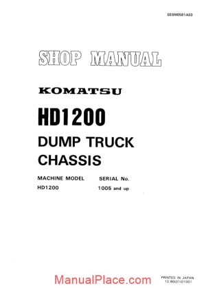 komatsu dump truck hd1200 shop manual sebm0581a03 page 1