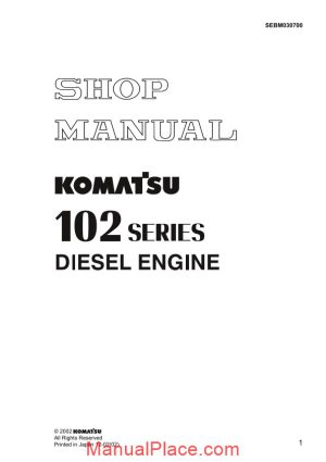 komatsu engine 102 series workshop manuals page 1