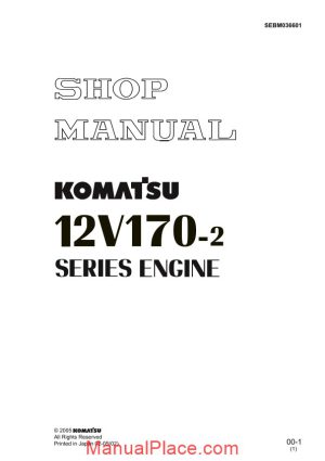 komatsu engine 12v170 2 series workshop manuals page 1