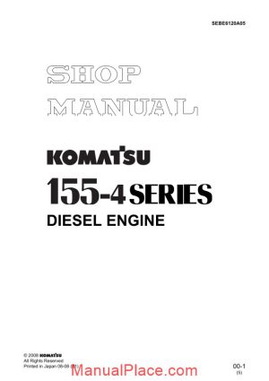 komatsu engine 155 4 shop manual sebe6120a05 page 1