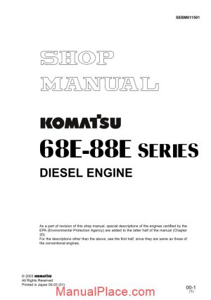 komatsu engine 2d68e n 3 workshop manuals page 1