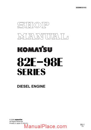 komatsu engine 3d88e 5 workshop manuals page 1