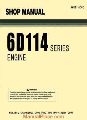 komatsu engine 6d114 series workshop manuals 1 page 1