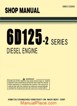 komatsu engine 6d125 2 series workshop manuals page 1