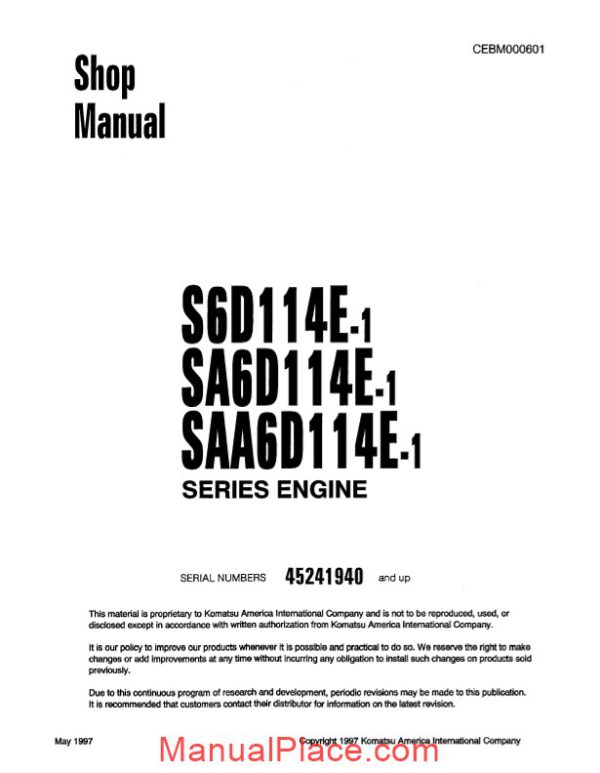 komatsu engine s6d114e 1 workshop manuals page 1