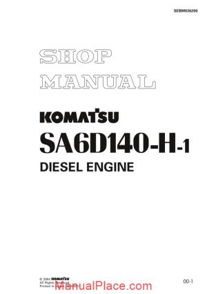 komatsu engine sa6d140 h 1 workshop manuals page 1