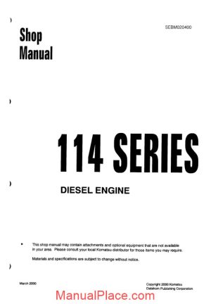 komatsu engine saa6d114 1 workshop manuals page 1