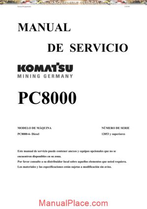 komatsu excavator pc8000 12053 service manual page 1