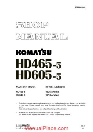 komatsu hd465 hd605 5 shop manual page 1