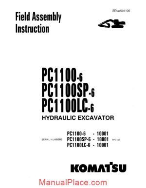 komatsu hydraulic excavator pc1100 6 shop manual page 1