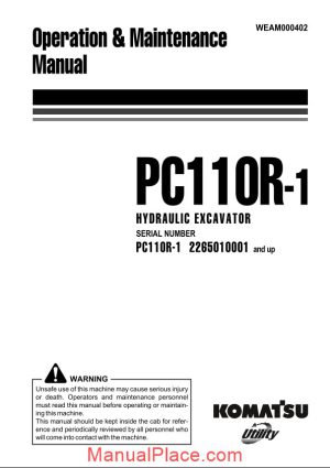 komatsu hydraulic excavator pc110mr 1 operation maintenance manual page 1