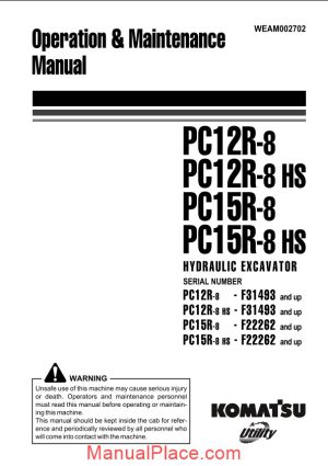 komatsu hydraulic excavator pc12r pc15r 8 8hs operation maintenance manual page 1