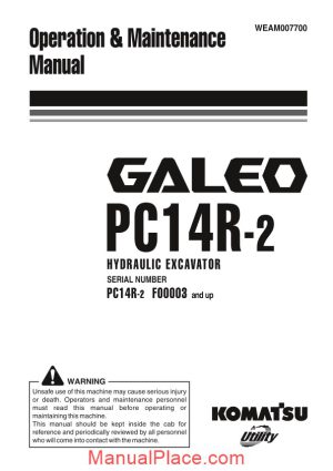 komatsu hydraulic excavator pc14r 2 operation maintenance manual page 1