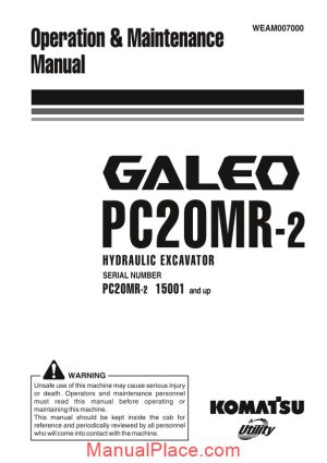 komatsu hydraulic excavator pc20mr 2 operation maintenance manual page 1